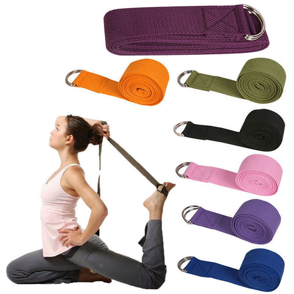 Multicolors Yoga Stretch Strap D-Ring Belt Fitness Exercise Gym Rope Figure Waist Leg Resistance Fitness Bands Yoga Belt